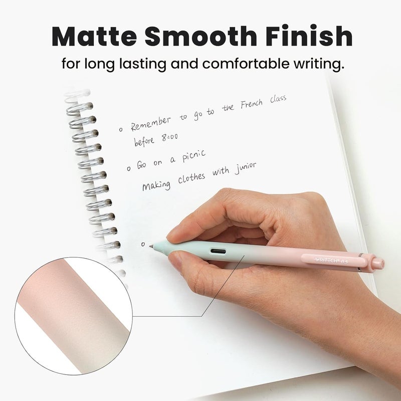 WRITECH Gel Pens Fine Point: 0.5mm Black Ink Retractable 4ct Smooth Writing No Bleed with Aesthetic Gradient Color Pen Barrel for Journaling Note Taking Sketching - Image 3